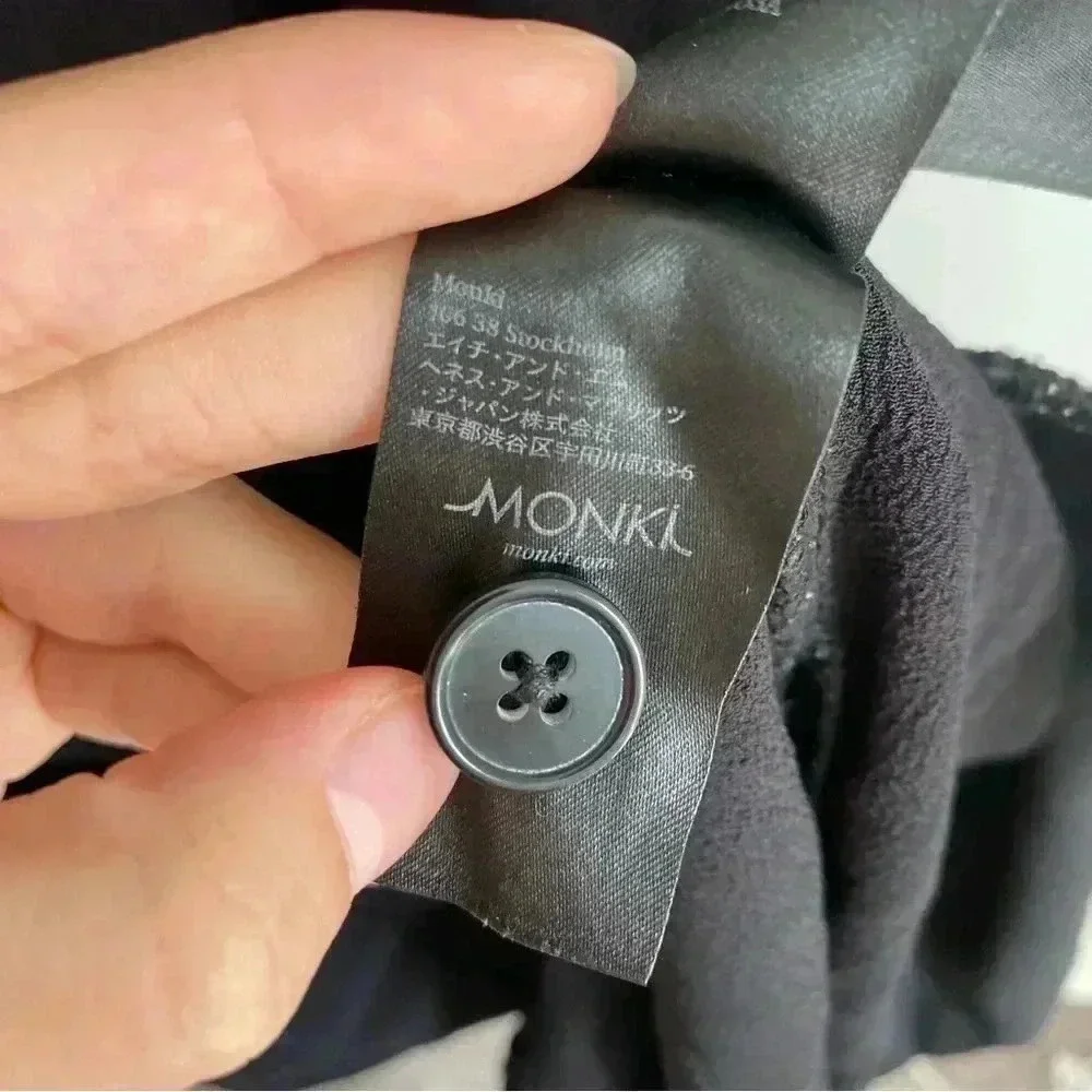 Monki Black Sleeveless Double Breasted Shirt Vest Dress with Pockets S - Picture 3 of 7